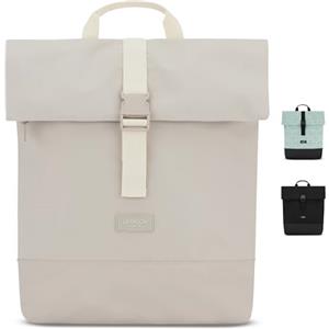 LARKSON Zaino Donna Uomo Beige - Tammo - Borsa per PC Portale, Lavoro, Università e Viaggio - Rolltop Leggero - Impermeabile