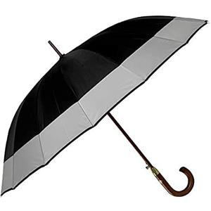 VIRSUS 1 Ombrello Grande G529B di colore nero con fascia da Uomo e Donna - Antivento, Automatico, Manico e Asta effetto Legno, pioggia inverno 16 Stecche