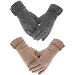 LAMA Guanti Invernali, [2 Paia] Guanti Invernali da Donna Guanti Caldi per Touchscreen Guanti Antivento per Donne che Usano I'inverno (Grigio + Cachi)