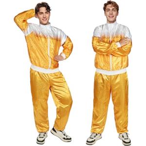 AYBUY Costume Anni 80 Anni 90 Adulti，Tuta da Uomo e Donna, Set di Accessori per Costume Anni '80, Per Festa in Discoteca Carnevale, Halloween, Cosplay,(Stili di Birra)