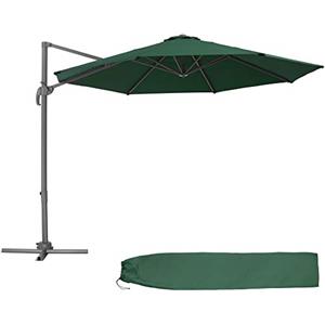tectake® Ombrellone da Giardino con Palo Laterale in Alluminio, Ombrellone da Esterno Girevole, 6 Gradi di Inclinazione, Resistente ai Raggi UV, Idrorepellente, Ø 300 cm - Verde