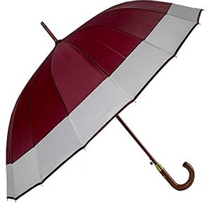 VIRSUS 1 Ombrello Grande G529B di colore bordeaux con fascia da Uomo e Donna - Antivento, Automatico, Manico e Asta effetto Legno, pioggia inverno 16 Stecche