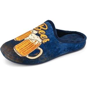 JOMIX Pantofole Uomo Invernali Divertenti Calde Ciabatte Casa con Stampa Birra o Astronauta Suola Antiscivolo Morbide e Imbottite Regalo per Papà Marito o Amico MU2413 Blu 41