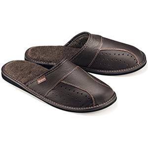 ESTRO Pantofole Uomo Invernali Chiuse - Pantofole Uomo Pelle Casa Ciabatte Pantofole Casa Pelle MZ01 (Marrone, 40 EU)