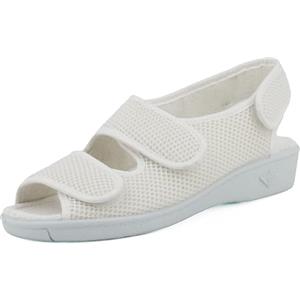 JOMIX Pantofole Donna Estive Ciabatte Punta Aperta da Anziani Sandali Bassi Comodi con Strappo Scarpe da Casa Lavabile in Lavatrice ES2501 Bianco 37