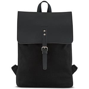 Expatrié Zaino Donna Nero - Anouk - Piccolo Zainetti per Lavoro, Tempo Libero e Viaggio - Zainetto Tela di Cotone e Pelle Vegana - Con Tasca per Portatile