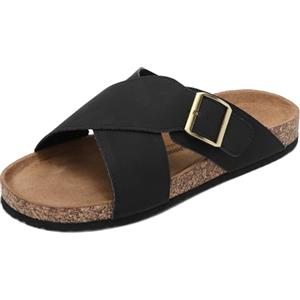 ARRIGO BELLO Sandali Uomo Pelle Comode Ciabatte Estate Antiscivolo Esterno Regolabili Cinturini Metallo Pantofole Taglia 41-46(B Nero, numeric_44)