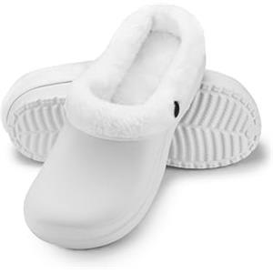 ESTRO Sabot Uomo Gomma Invernali - Zoccoli Gomma con Pelo Ciabatte Giardino Donna Zoccoli Uomo Ciabatte da Giardino A12 (40, Bianco)