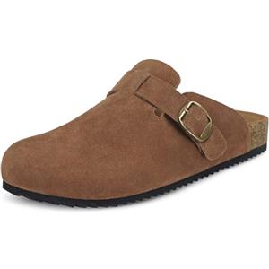 Intini Zoccoli Uomo Pantofola da Chiusura Ciabatte con Comodi Scarpe da Giardino Sandali in Pelle Slip on Morbido Marrone Rosso 47