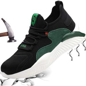 Mitudidi Sneakers Antinfortunistica 45 Uomo S3 Scarpe Antinfortunistiche Unisex Safety Shoes Punta in Acciaio Scarpe da Lavoro Ultraleggeri Traspiranti per all'aperto Scarpe Sportive Verde