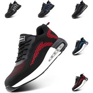 Hitmars Scarpe Antinfortunistiche Uomo Scarpe da Lavoro Donna Punta in Acciaio S1p S1 S2 S3 SRC Scarpa Antinfortunistica Uomo Sicurezza Leggere Rosso HS24 Gr.44