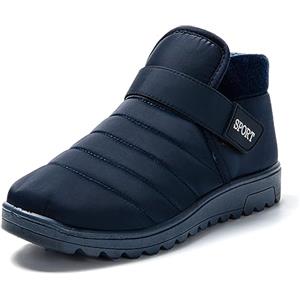 JOMIX Pantofole Stivali Invernali Uomo Ciabatte Chiuse Calde da Casa Scarpe Mocassini da Inverno Babbucce Pelose Comode con Chiusura a Strappo MU8662-3 (Blu Navy, 45)