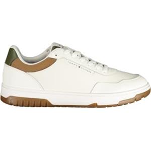 Tommy Hilfiger Uomo Sneakers con Suola Preformata Basket Core Profilo Basso, Multicolore (Ecru/Army Green), 40