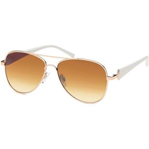 styleBREAKER Occhiali da pilota da donna con lenti colorate, occhiali da sole con stanghette verniciate e strass 09020053, Montatura Oro-Bianco/Vetro Marrone
