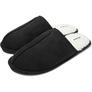 JOMIX Pantofole Uomo Invernali Ciabatte Peluche Calde da Casa Mule con Fodera in Pelliccia Sintetica Morbida Suola Gomma Antiscivolo Silenziosa Effetto Camoscio Comode e Leggere MU2432 Nero 43/44