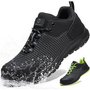 ISOOUS Scarpe Antinfortunistiche Uomo Donna ESD S3 Scarpe da Lavoro Metal Free SRC FO Scarpe da Cantiere Impermeabili Nero 42
