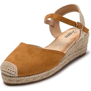 JOMIX Sandali Donna Estive Ciabatte Ragazze Eleganti Zeppa Pantofole Casual Fibbia Mare Spiaggia Espadrillas SD9369 (Marrone Camel,38)