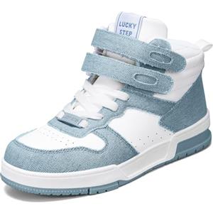 LUCKY STEP Sneakers Moda Donna Stivali da Basket per Piattaforma a Sneakers Casual in Ecopelle(Blu Denim, 9US-40EU-7UK)