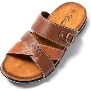 JOMIX Ciabatte Estive da Uomo in Pelle Suola Antiscivolo Traspirante e Confortevole per la Spiaggia e l'aria Aperta SU8716-8 (Marrone,40)