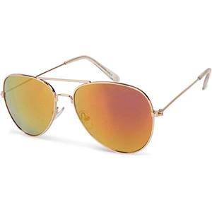 styleBREAKER Occhiali da aviatore per bambini con montatura in acciaio inox, a specchio o colorati, Occhiali da aviatore, Occhiali da sole 09020059, colore:Montatura Oro/ Vetro Arancione-Rosso munito di specchi