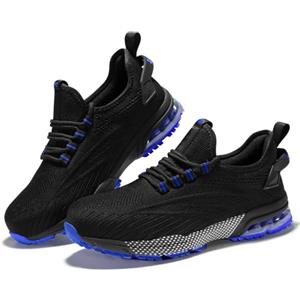 SPIEZ Scarpe Antinfortunistiche Uomo Donna, Punta Composita con Ammortizzatore ad Aria, Scarpe da Lavoro Leggere e Antiscivolo Traspiranti Nero Blu/Nero Verde EU36-46