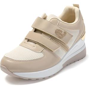 JOMIX Scarpe Donna Comode con Zeppa Sneakers Sportive Eleganti con Chiusura a Strappo Leggere Traspiranti Antiscivolo per Camminare Lavoro Tempo Libero Moda Casual Comfort Bianco 41