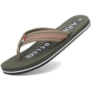 ARRIGO BELLO Infradito Uomo Ciabatte Estive Comodi Supporto Arco Pelle Eleganti Flip Flops Spiaggia Piscina Mare Pantofole Sandali Taglia 41-46 (C Verde, Taglia 45)
