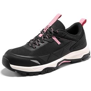 SPIEZ Scarpe Antinfortunistiche per Donne Leggere - Scarpe da Lavoro con Punta Composita Traspiranti, Resistente all'Usura Scarpe da Trekking per Outdoor, Nero Rosa EU40