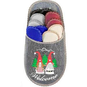BOOTSY® Pantofole per ospiti - Motivo Benvenuto Folletto (5 Paia) - Pantofole in feltro per visitatori - Ciabatte per ospiti unisex - Taglie 35/38, 38/40, 41/43, 44/45 - Con borsa porta scarpe