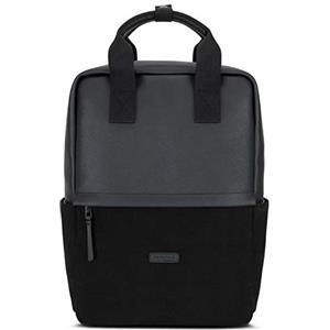 Expatrié Zaino Donna Nero Expatrié Mila Zaino da Giorno in Cotone Tela di Cotone e Vegan Borsa in Pelle Piccola per il Tempo Libero e Business 12 Litri Zaino da 15 Pollici Scomparto per PC Portatile