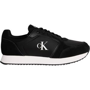 Calvin Klein Uomo Sneakers Running Retro Sock Lace Up con Logo, Nero (Black/Bright White), 42
