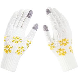 AovYoo Guanti invernali caldi touch screen lavorati a maglia in silicone antiscivolo per uomini e donne, equitazione, sport all'aria aperta, bianco, Taglia unica