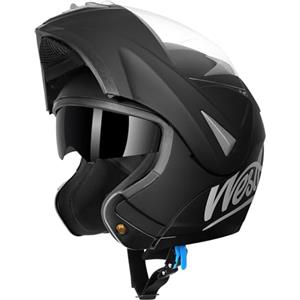 Westt Casco Modulare Moto Certificato ECE R 22.06 - Casco Integrale con Visiera e Parasole per Donna e Uomo - Casco Jet con Protezione Mento per Scooter Roller Ciclomotore
