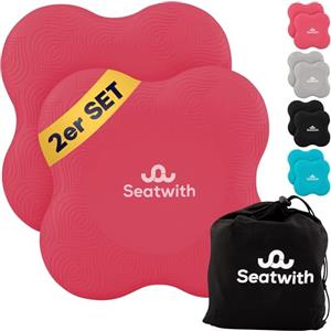 Seatwith Tappetino Ginocchia (Confezione da 2) - Pilates Cuscino con Borsa Trasporto + Istruzioni PDF per l'Allenamento - Massimo Sollievo e Supporto per Ginocchia, Polsi e Gomiti - 20x20 cm -Rosa