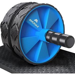 Amonax Ruota Addominali Rotella Rullo Workout Convertibile Con Grande Tappetino Per Esercizi Di Rollout Abs, Ab Roller Wheel Per Allenamento Di Forza Fitness Per Casa Attrezzi Palestra (Blu)