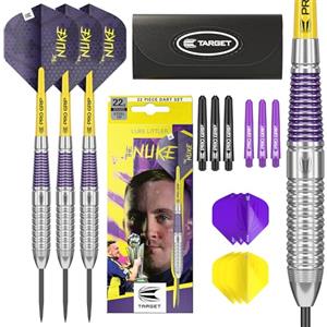 Target Darts Set di Freccette con Punta in Acciaio Luke Littler Brass - Freccette con Punta in Acciaio 22G, Set di Freccette The Nuke Player Edition, Voli, Astine e Custodia per Freccette Incluse