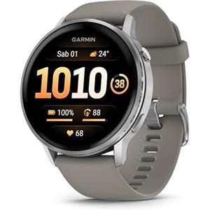 Garmin Venu 4, 45mm, Smartwatch per il fitness, Display AMOLED 1,4", Speaker e Microfono, Comandi Vocali, GPS Multi-band, Torcia, 80+ App per lo Sport, Autonomia 12 giorni (Black & Silver)
