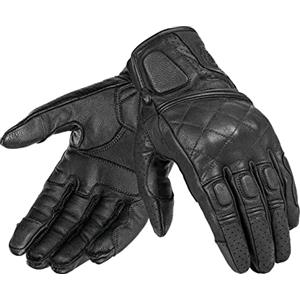 BORLENI Guanti Moto Uomo in Pelle di Capra con Protezioni CE e Touchscreen - Guanti Moto Estivi Uomo (NERO, L)