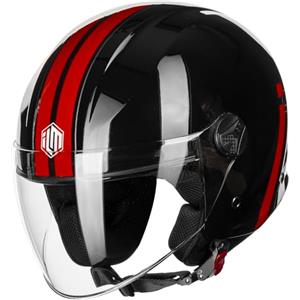ILM Casco Moto Jet con Visiera Vintage Donna Uomo Scooter Omologato ECE,Modello WT506,Nero Opaco,XL