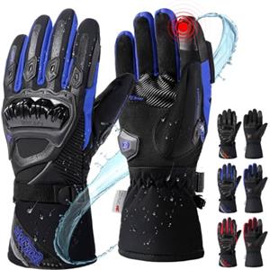 IRON JIA'S Guanti Moto Invernali Uomo Guanti Impermeabili Antivento Level 1 KP Leggeri e Caldi Con Touchscreen a 2 dita per Motociclismo Escursionismo e Altri Sport All'aperto-Nero-M