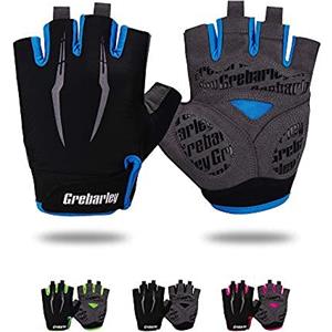 Grebarley Guanti MTB,Guanti da Ciclismo, Mezze Dita Guanti Ciclismo Estivi Uomo Donna, Traspirante/Antiurto/Confortevole/Antiscivolo Adatto per gli sport all'aperto