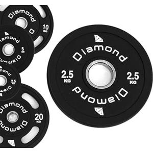 Diamond【Disco Olimpico Multipresa Professionale TPU 4 Maniglie】Pesi Ghisa Gommati Foro Ø50mm per Bilancieri Olimpici Bodybuilding, Sollevamento Pesi, Powerlifting, Home Gym (2.5 Kg)