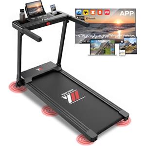 YM Tapis Roulant Elettrico Salvaspazio 14 km/h NEXT 2000 PRO, Motore 2HP (Picco 3,5HP), Brand Italiano, Ampia Superfice Corsa, Telaio rinforzato, APP Kinomap BitGym Zwift, Pieghevole, Assistenza ITA