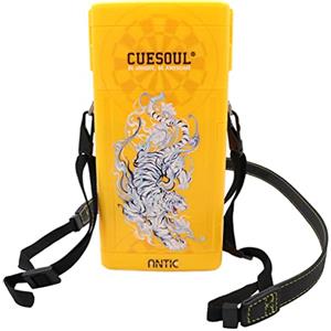 CUESOUL ANTIE Custodia Rigida per Freccette, Contiene 6 Freccette con Punta in Acciaio/Freccette con Punta Morbida e Accessori Extra, con Design a Quattro Simboli mitologici, Uso Durevole