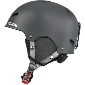 Victgoal Casco da Sci per Uomo Donna, Casco da Snowboard Regolabile di Sicurezza Taglia M/L Buona Ventilazione con Paraorecchie Caldi per Sci Snowboard Sport Invernali (M: 55-58cm, Grigio)