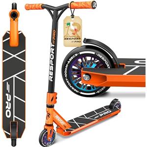 RE:SPORT® Monopattini Freestyle REVO PRO con Supporto, 110 mm PU Wheels & Y-Bar | Monopattino Acrobatico Professionale ABEC 9 cuscinetti a sfera | Stunt Scooter per Adulti e Bambini