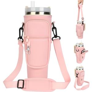 AYESY Porta Borraccia con Tracolla, Borsa per Stanley Cup con Tracolla Regolabile Accessori Bag Porta Bottiglie d'Acqua Borsa 40oz Copertura Protettiva per Tazza di Bottiglia D'acqua Bianco