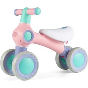 COSTWAY Bicicletta senza Pedali per Bambini, Bicicletta da Equilibrio con Sella Morbida Regolabile e 4 Ruote Silenziose, Giocattolo da Corsa per Bambini 1-3 Anni (Rosa)