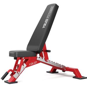 YOLEO Panca Palestra Professionale da 1000 kg, Panca Multifunzione con supporto per schiena e testa e colonna vertebrale, allenamento fitness, panca inclinata (Nero-Rosso)