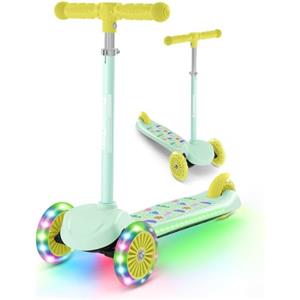 BremToy Monopattino Bambini 3 Anni, Monopattino per Bambini con Ponte Illuminato e Ruote in PU a LED, Altezza Regolabile su 4 Livelli, Frenata Reattiva, Leggero, per Principianti da 3 a 8 Anni